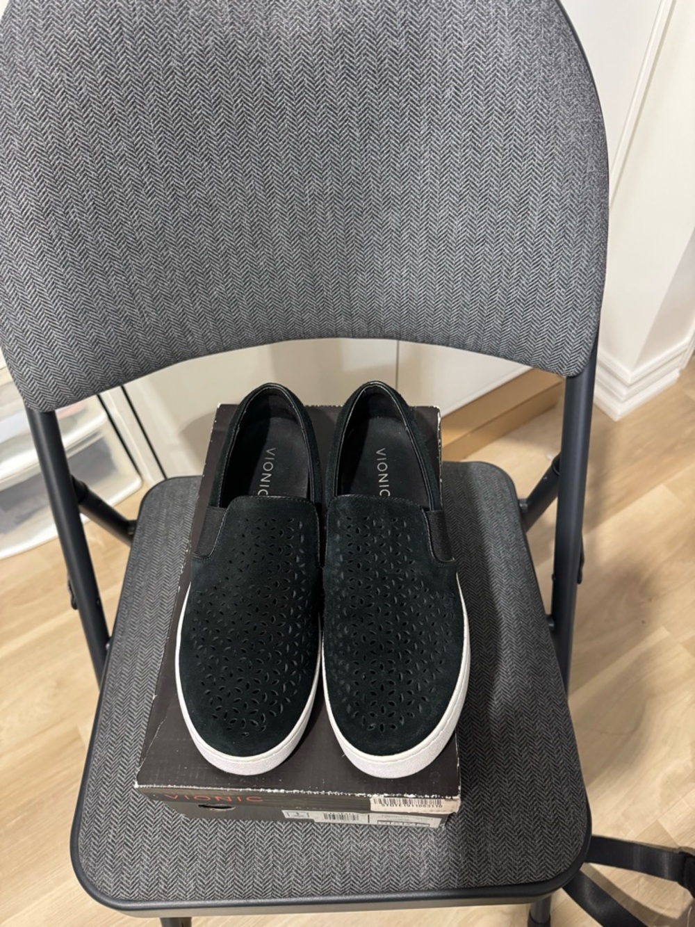 Vionic Black Suede Slip-On Loafers